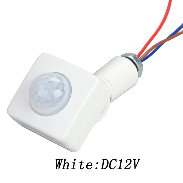 White DC12V.jpg Высокое качество DC12V AC220V инфракрасный датчик движения из pir детектора Регулировка режима переключатель Rotate160 градусов открытый светодиодный настенный светильник - Цвет: White DC12V.jpg