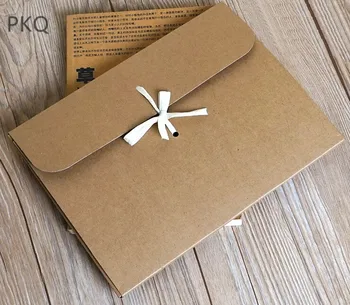

25Pcs 24*18*0.7cm Paper Envelope Brown Kraft Gift Box Craft Silk Bag Ribbon Gift Packaging Box Wedding Party Present Boxes