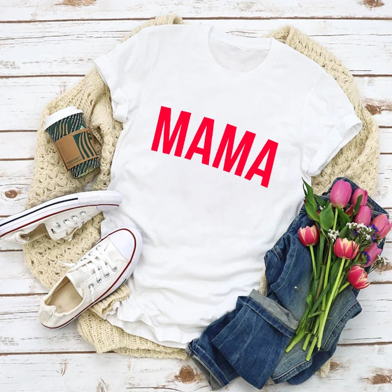 Женская футболка с надписью Mama Mom простая модная летняя буквенным принтом для