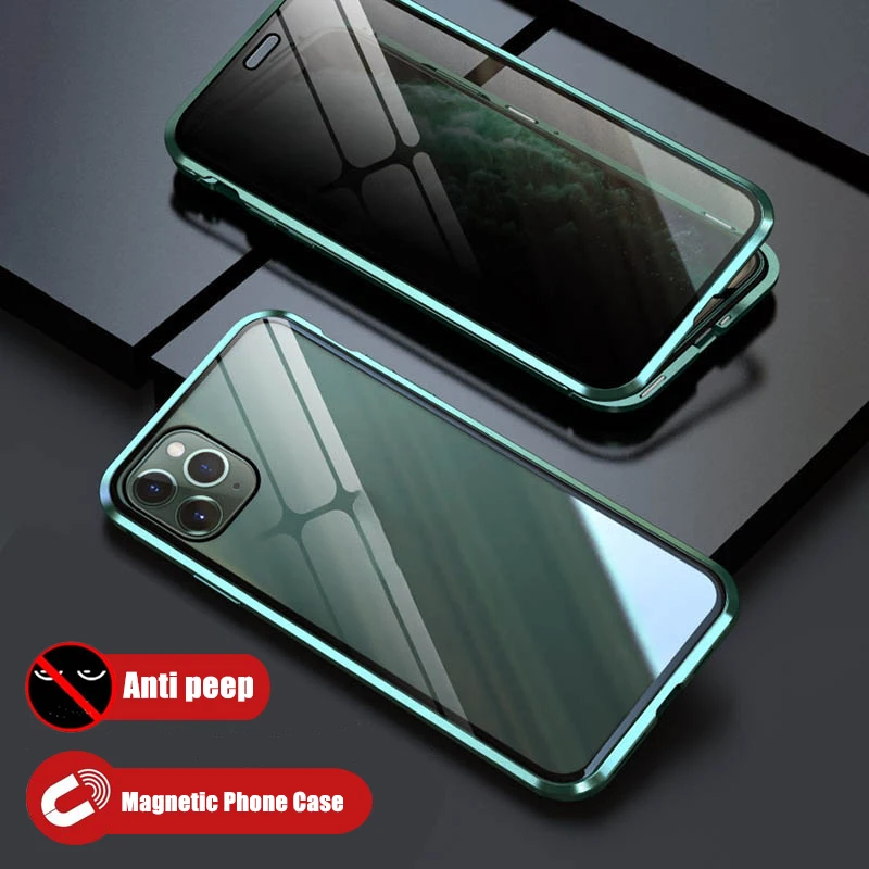 

Privacy Magnetic Glass Phone Case Anti Peep Screen Protector for iPhone 11 Pro Max 6 7 8 Plus X XS XR Magnet Case Cover