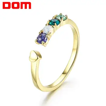 

DOM Women Rings Authentic 925 Sterling Silver Adjustable Crystal Gold Color Open Rings for Women Party Ring Fine Jewelry SVR396