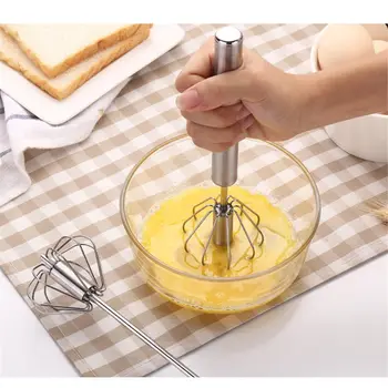 

Semi-automatic Egg Beater 304 Stainless Steel Egg Whisk Manual Hand Mixer Self Turning Cream Egg Stirrer Kitchen Egg Tools