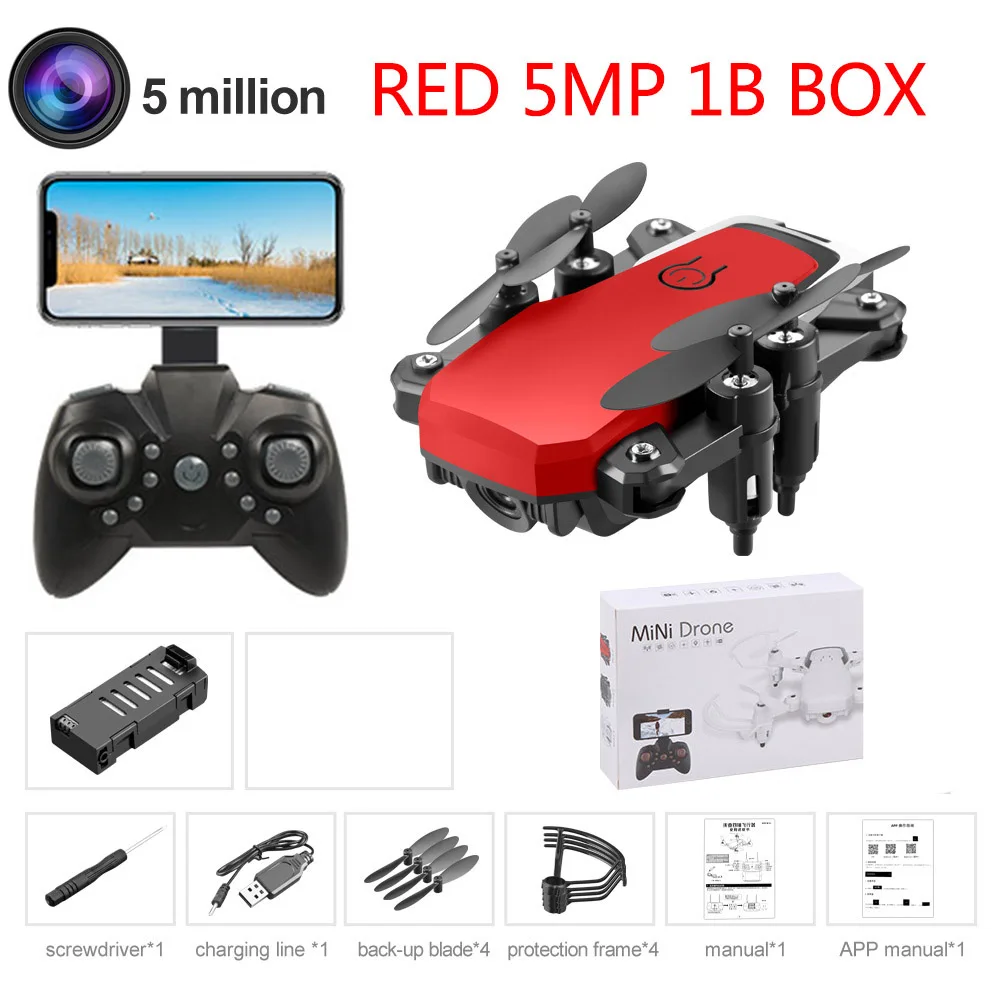 LF606 мини-Дрон с камерой 4k Hd складные дроны один ключ возврат Fpv Квадрокоптер следуем за мной Rc вертолет детские игрушки - Цвет: red 5MP 1B