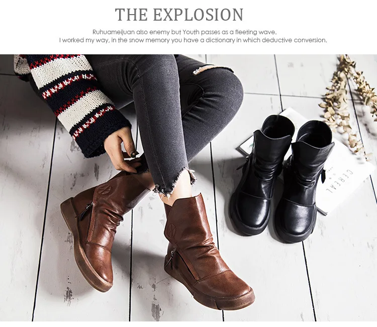 high quality genuine leather boots women lace up autumn winter ankle boots for women platform high heels boots 567y