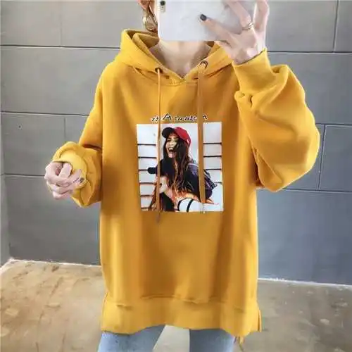 yellow Повседневный женский свитер с принтом Ins BF, Женский пуловер, джемперы, Осень-зима, свободные толстовки,, Sudadera Mujer - Цвет: yellow