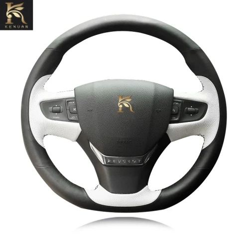 Funda personalizada para volante de coche, accesorio Interior de cuero  genuino 100%, compatible con Peugeot 308 antiguo, 408 - AliExpress