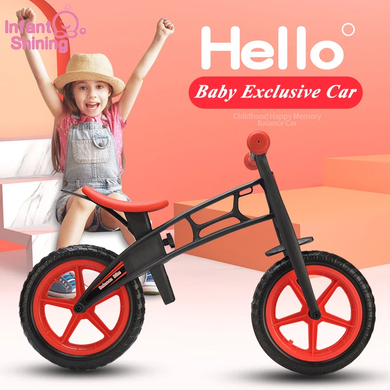 Best Price Infant Shining Two Wheels Balance Bike 4-6 Years Old Children Walker 12 Inch Riding Bicycle Height Adjustable Kids Scooter