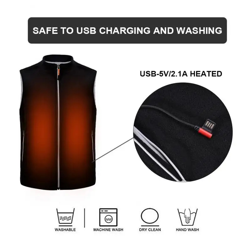 Модернизированный Электрический жилет с подогревом, тканевая куртка, USB теплая грелка, зимняя теплая одежда