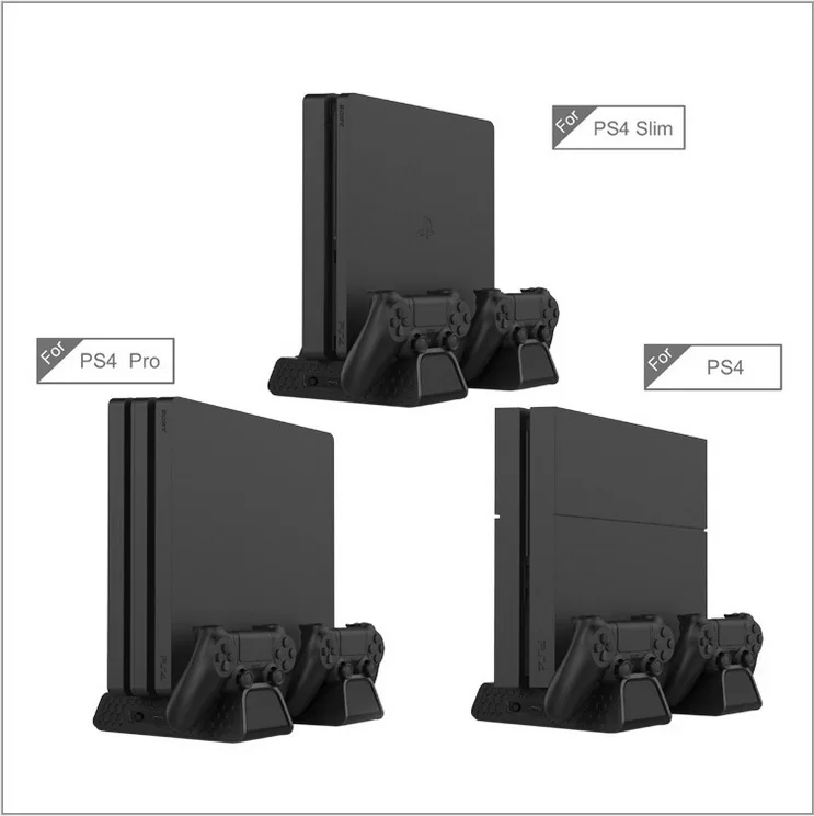 

Ps4/slim/ Pro Multi-functional Cooler Pad All-in-One Handle Fixed Charger Heat Dissipation Fan Dish Rack Tp4-882