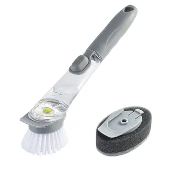 

Long handle wash pot brush Automatic liquid wash bowl cleaning brush Sponge brush Non-stick household cleaning brush