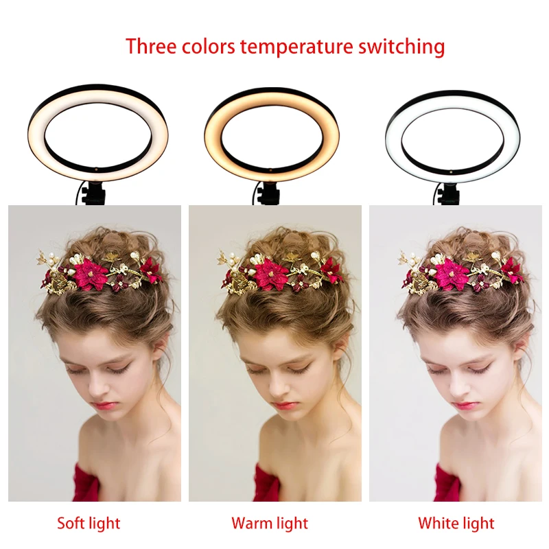  LED Ring Light Camera Photography Annular Lamp Studio Ringlight for Youtube Makeup Phone Selfie wit - 4000269774762