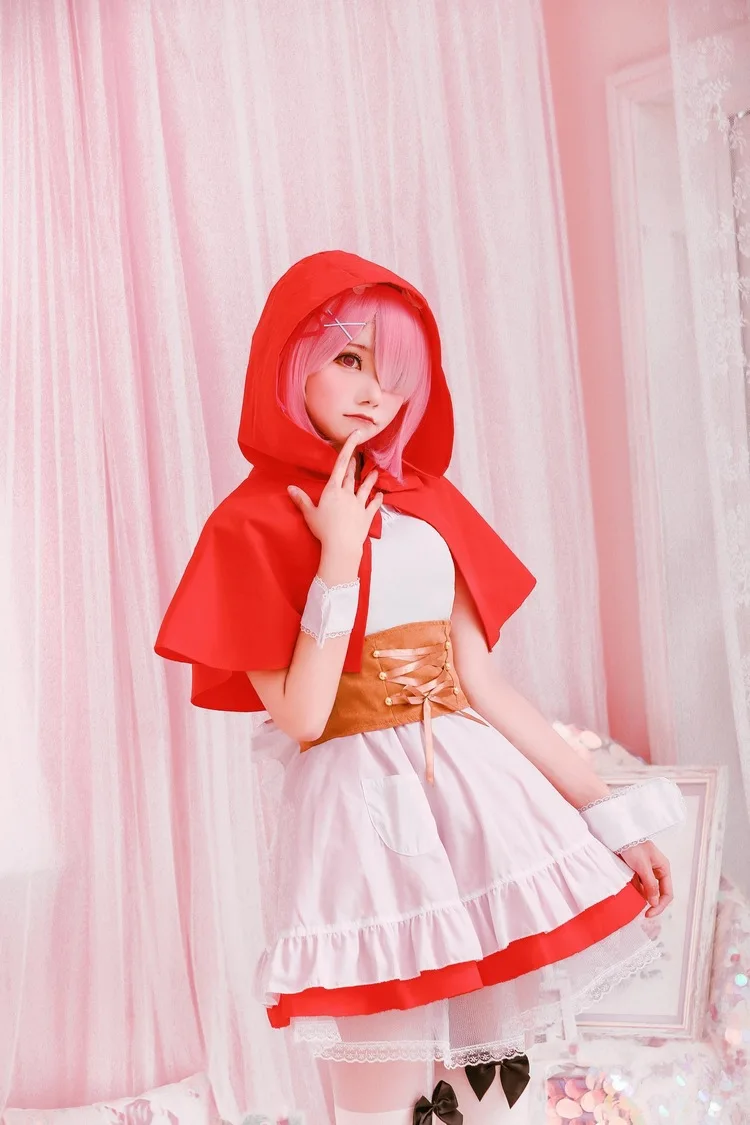 Rem cos Play REM Ram COS Clothing Christmas Little Red Riding Hood Shawl Cloak Dress