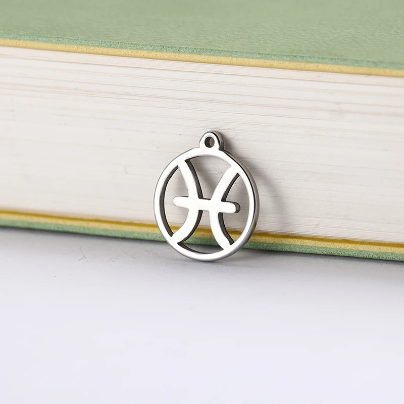 Teamer 12pcs Zodiac Floating Charms Stainless Steel Constellation Pendants
