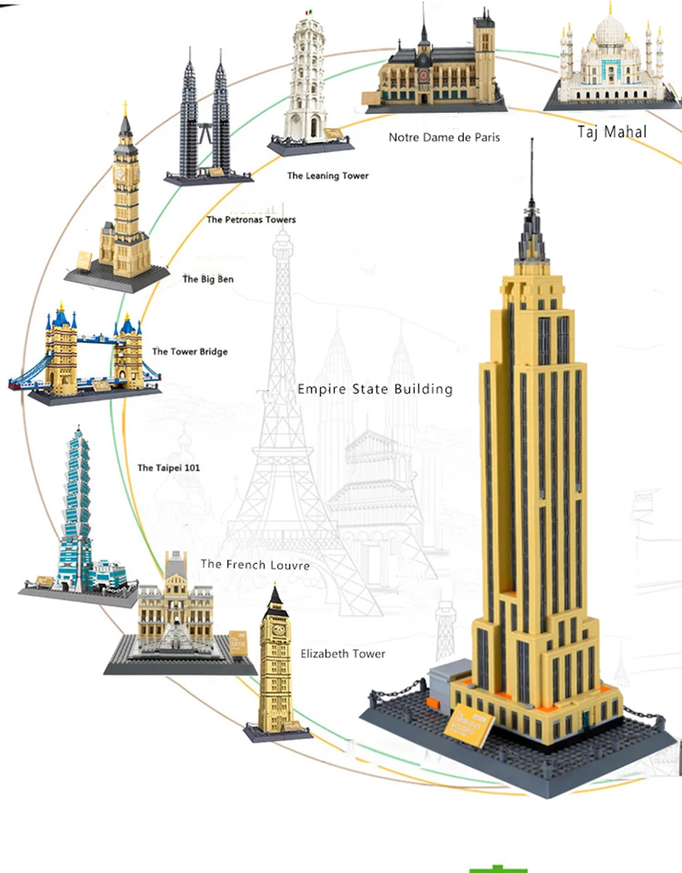 Playmobil City Classic Architecture House Legoing Creator Street View Building Blocks Children Toys Sets Taj Mahal Big Ben Model (5)