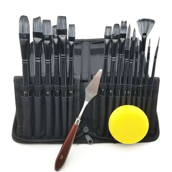 

18 Pcs Set Artist Paint Brush with Carrying Case for Watercolor Oil Painting for Beginners DTT88