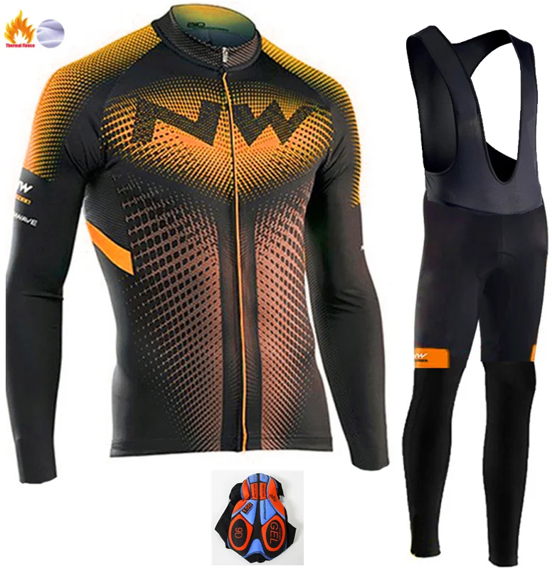 Winter Cycling Suit Northwave зимний комплект из теплого флиса, одежда для велоспорта, NW, мужской костюм из Джерси, спортивный костюм для езды на велосипеде, MTB, одежда, комбинезон, теплые комплекты - Цвет: Winter Cycling Suit