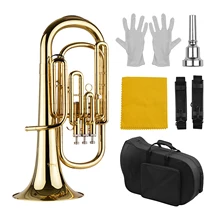 Wind-Instrument Flat-Baritone with Carry-Case Mouthpiece Gloves Cleaning-Cloth Bb Lacquer-Surface