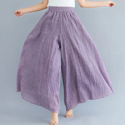 purple pants Хлопок лен Летняя женская длинная юбка лен хлопок винтажная длинная юбка эластичная высокая талия Бохо макси юбки Винтаж Saia Миди - Цвет: purple pants