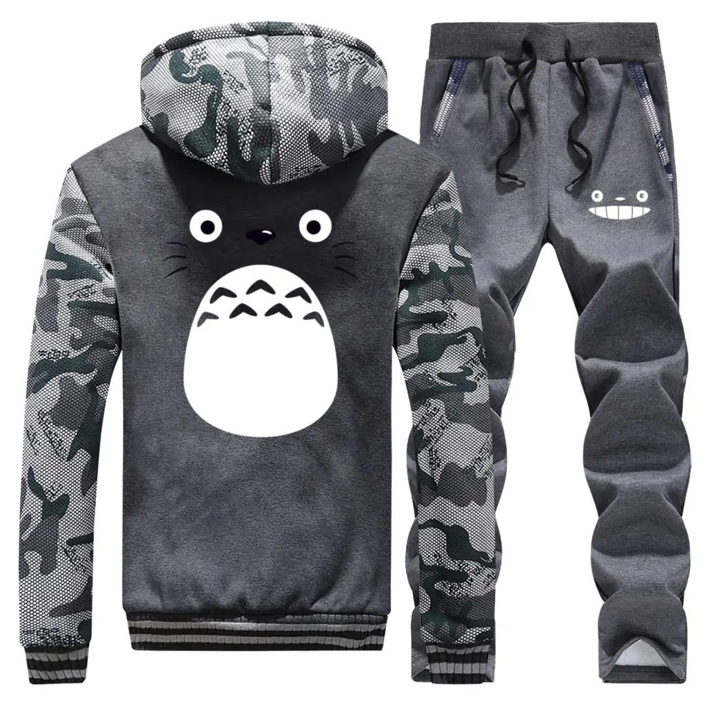 Хаяо миядзяки; с героями мультфильмов Spirited Away Totoro Для мужчин плотные Толстовки Теплый костюм куртка+ штаны, 2 предмета в комплекте, Studio Ghibli Для мужчин s Толстовка
