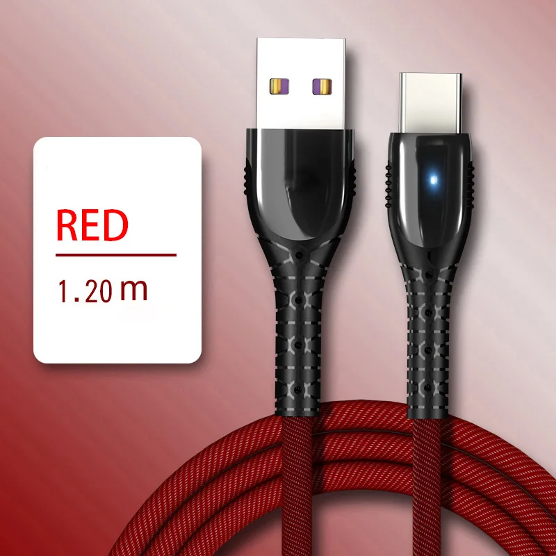 Кабель usb type c 5A кабель для быстрой зарядки для samsung S9 S10 huawei P20 P30 Xiaomi 8 9 зарядный кабель для мобильного телефона USB C шнур - Цвет: Красный