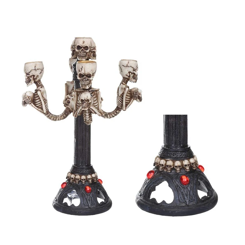 Хэллоуин Череп подсвечник держатель страшный смолы череп орнамент свеча Хэллоуин реквизит для украшения вечеринки