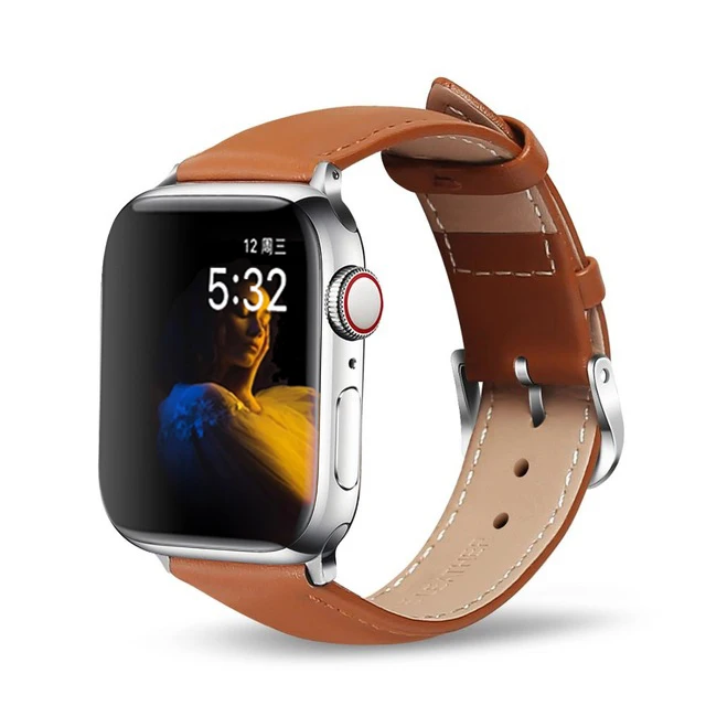 leather loop strap for apple watch band 42mm 44mm series 4 5 bracelet 38mm 40mm strap for iwatch 3 2 1 watchband accessories - Цвет ремешка: Light Brown