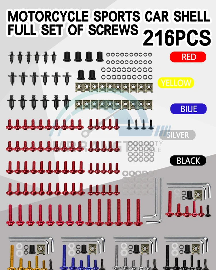 Stainless Steel Motorcycle Windshield Body Fairing Bolts Screws 216PCS Honda Yamaha Kawasaki Suzuki BMW Ducati auto fasteners,auto accessories,motorcycle fasteners,motorcycle screws,motorcycle accessories,stainless steel bolt,stainless steel nut,stainless steel screw