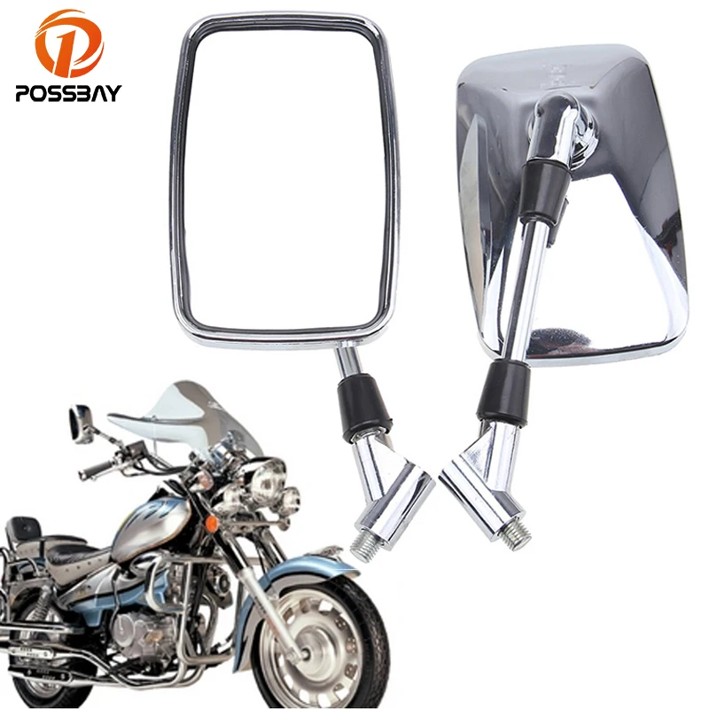 Зеркала posbay для мотоциклов 10 мм хромированные зеркала заднего вида Honda Yamaha Suzuki