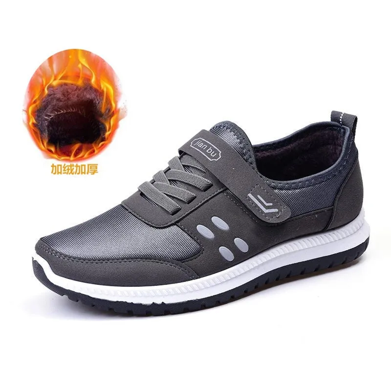 Man grey 1 Женские зимние плюшевые теплые кроссовки на плоской подошве; женская обувь на застежке-липучке со шнуровкой на меху; женская обувь из вулканизированной сетки; обувь для пар размера плюс - Цвет: Man grey 1