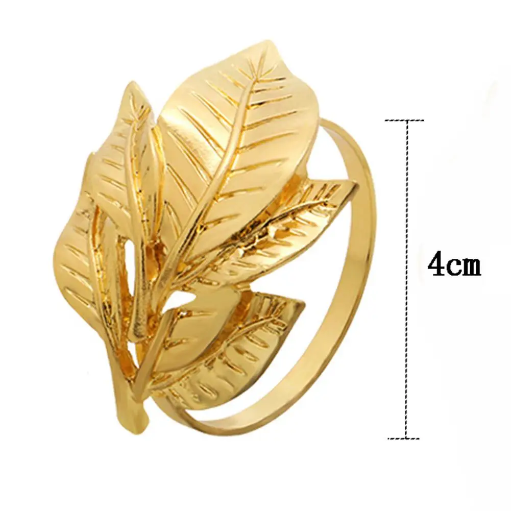 Leaf Napkin Rings Metal Resuable Napkin Holders For Wedding Reception Festivals Banquet Party Dinner