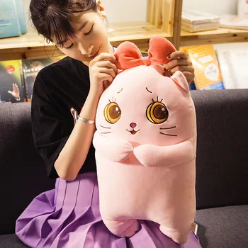 

55cm Kawaii Cat Pillow Cartoon Animal Pink/white Cat Baby Accompany Valentine's Day New Doll