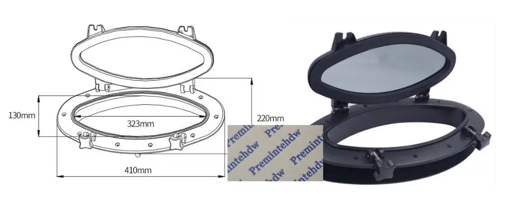 Круглый Овальный прямоугольник белый черный лодка иллюминатор пластиковые морские люки яхты RV окна портлайт открытие портлайт - Цвет: Oval Black
