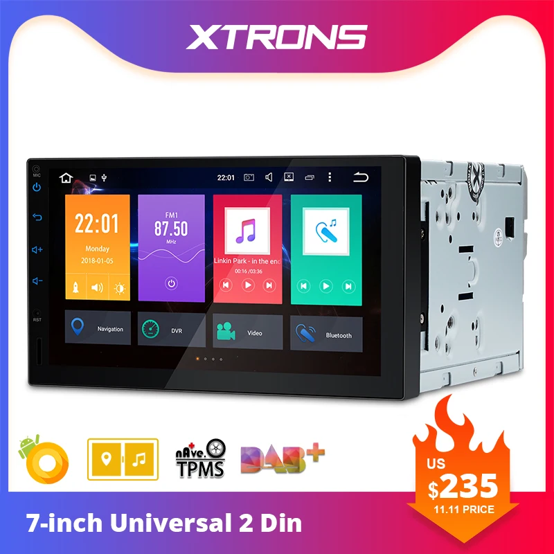 XTRONS 2 Din 7 ''Android 8,0 головное устройство Универсальный Автомобильный Радио стерео плеер gps навигация DAB+ Bluetooth FM wifi USB DVR без DVD