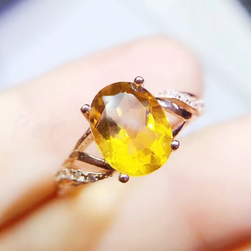 Кольцо с натуральным цитрином, серебро 925 пробы, 1.8CT, драгоценный камень, для мужчин или женщин, кольца Q9103110