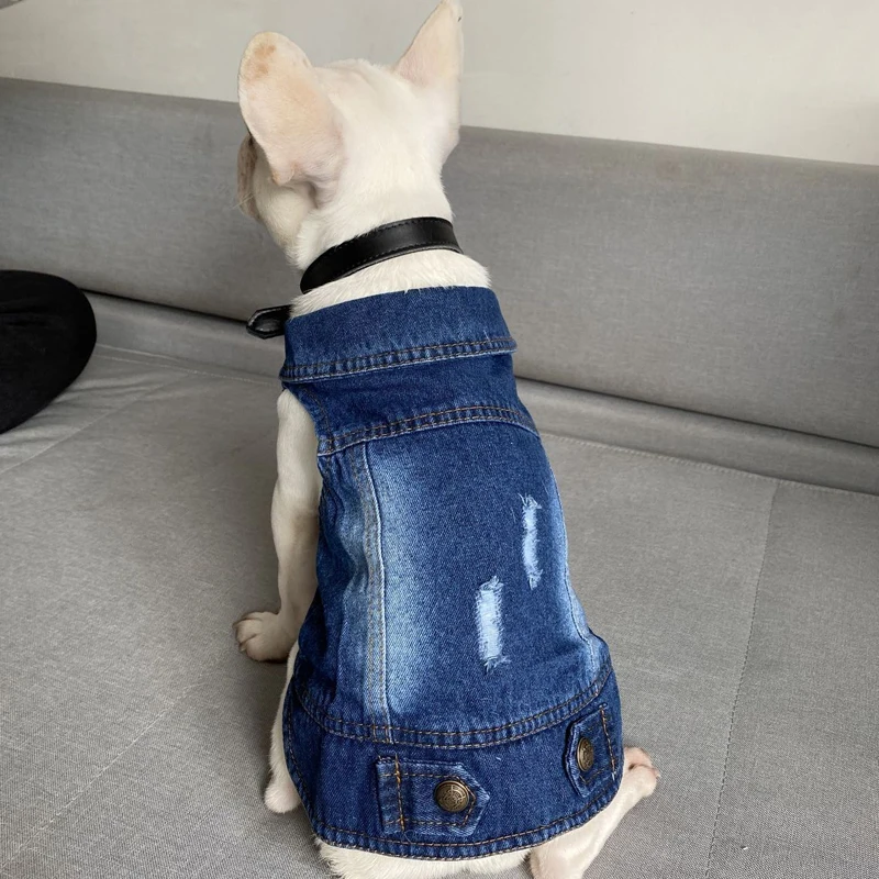 Fashion Cat Denim Vest Puppy Jacket Casual Jeans Coat Outfits Cat Clothes For Kitten Small Dogs Chihuahua French Bulldog