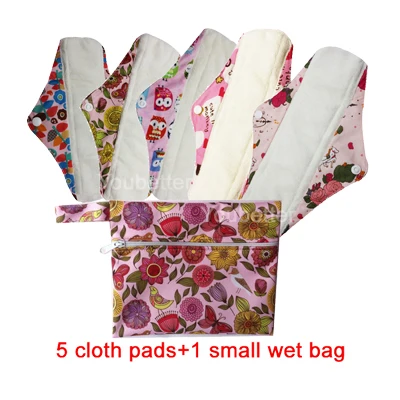 5 Водонепроницаемый ПУЛ менструальные прокладки супер впитываемость бамбуковые тканевые прокладки гигиенические прокладки многоразового использования с 1 небольшой влажной сумкой - Цвет: mixed color
