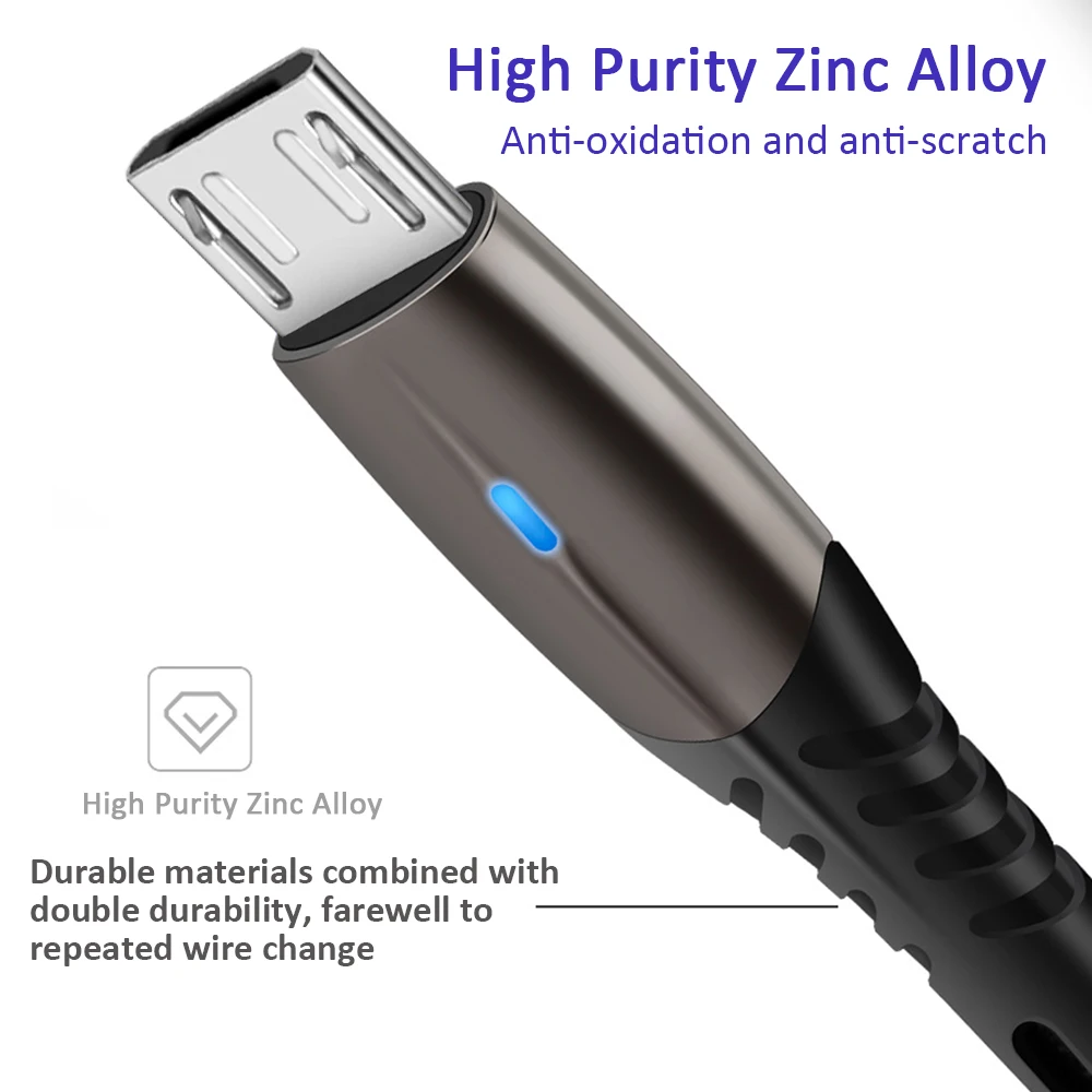 1 м Micro USB кабель 2A нейлон Быстрая зарядка USB кабель для передачи данных для samsung для Xiaomi LG планшет Android мобильный телефон usb зарядный шнур