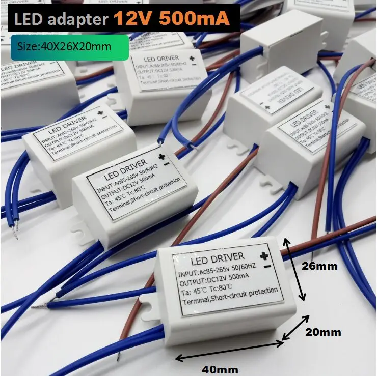 

LED 6W DC 12V 500mA Driver LED POWER adapter for fun Cabinet light