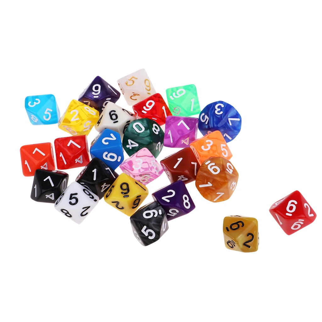 25x 16mm Multisided D10 Dice Digital for TRPG MTG DND Roleplay Accs Fun Toys