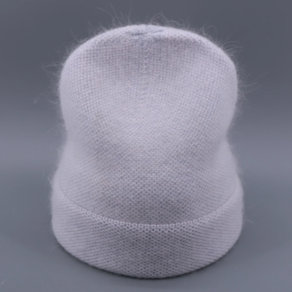 Зимняя вязаная шапка Skullies из кроличьего меха в винтажном стиле для женщин, женские шапки бини, одноцветные теплые женские Лыжные шапки Gorro для девушек, стиль