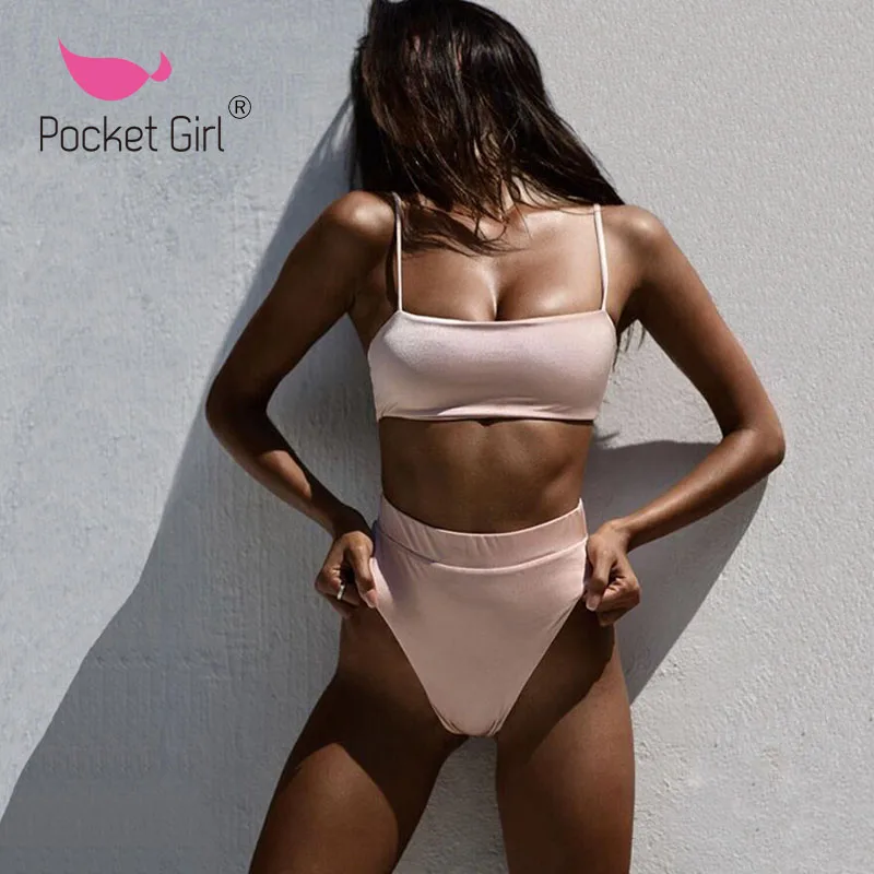 Pocket Girl 2020 купальник женский раздельный Женский бикини для девочек x однотонный