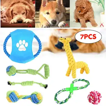 

7 Pcs/Set Pet Dog Rope Chew Toy Set Teeth Clean Outdoor Traning Fun Playing Interactive Pet Supply Dog Toys for Large Small Dogs
