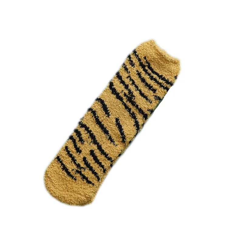 Женские коралловые пушистые носки зимние толстые хлопковые носки с леопардовым принтом, теплые домашние носки для подарка на Рождество - Цвет: 2