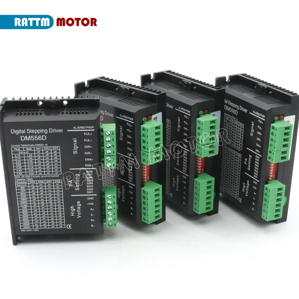 - EU Free VAT 4pcs DM556D 50VDC 56A 256 Microstep High Performance Digital For CNC Router MACHINE NEMA1723 Stepping Motor Driver