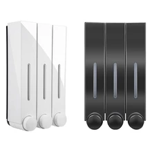 2Set Wall Mounted Bathroom Liquid Soap Dispenser Washing Lotion Shampoo Bottle For Bath White & Black