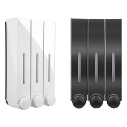 2Set Wall Mounted Bathroom Liquid Soap Dispenser Washing Lotion Shampoo Bottle For Bath White & Black