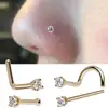 6PCS Surgical Steel Zircon Gem Bone Nose Stud Piercing Earring Anodized Rose gold Color Nose Ring Prong Nose body Jewelry ► Photo 2/6