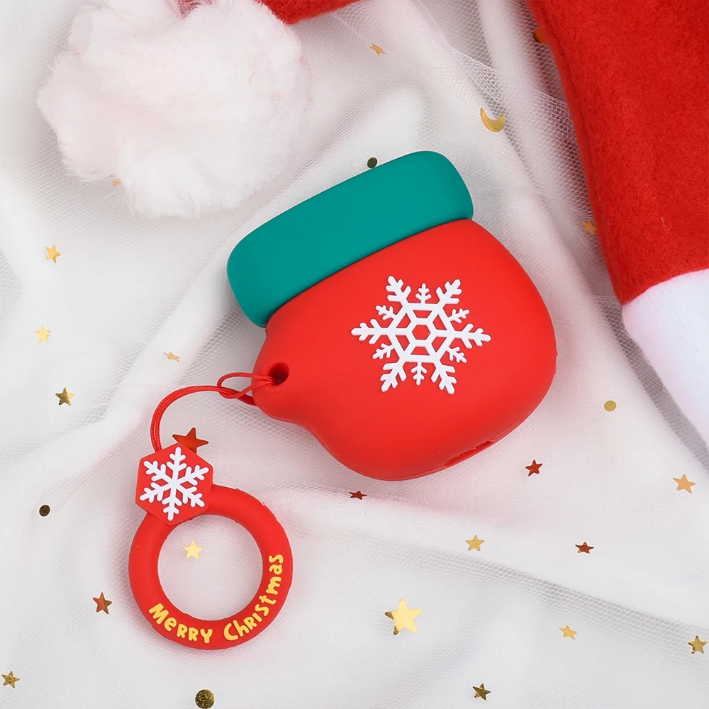 gloves Для Apple AirPods 2 1 Аксессуары для наушников Мягкий чехол для Apple Air Pods 1 Милый мультяшный чехол с рождественскими елками с крючками - Цвет: gloves