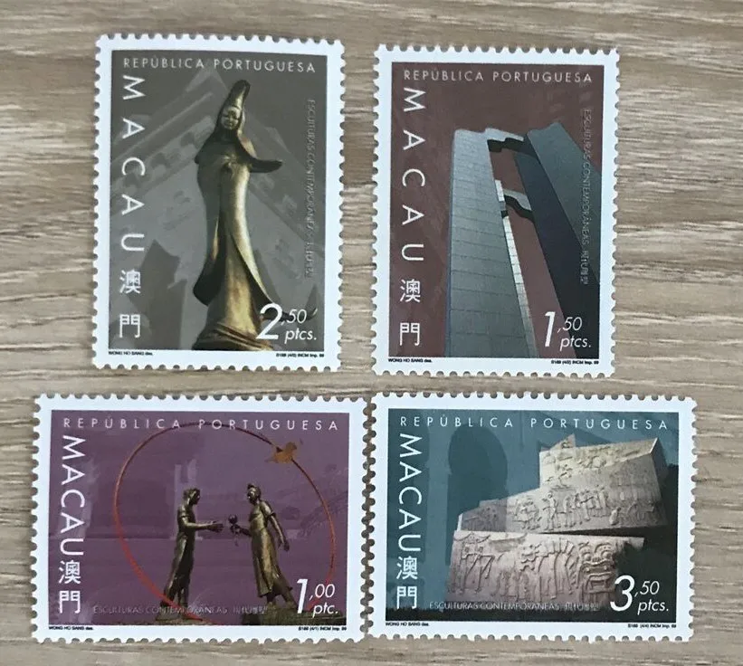 

4 pcs set 1999 Modern sculpture Macau Post Stamps Postage Collection