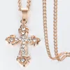 Collier avec pendentif en croix crucifié en cristal pour homme et femme, chaîne à maillons d'escargot, en rose et doré, bijoux de prière, vente en gros, GPM26, 585 ► Photo 2/6
